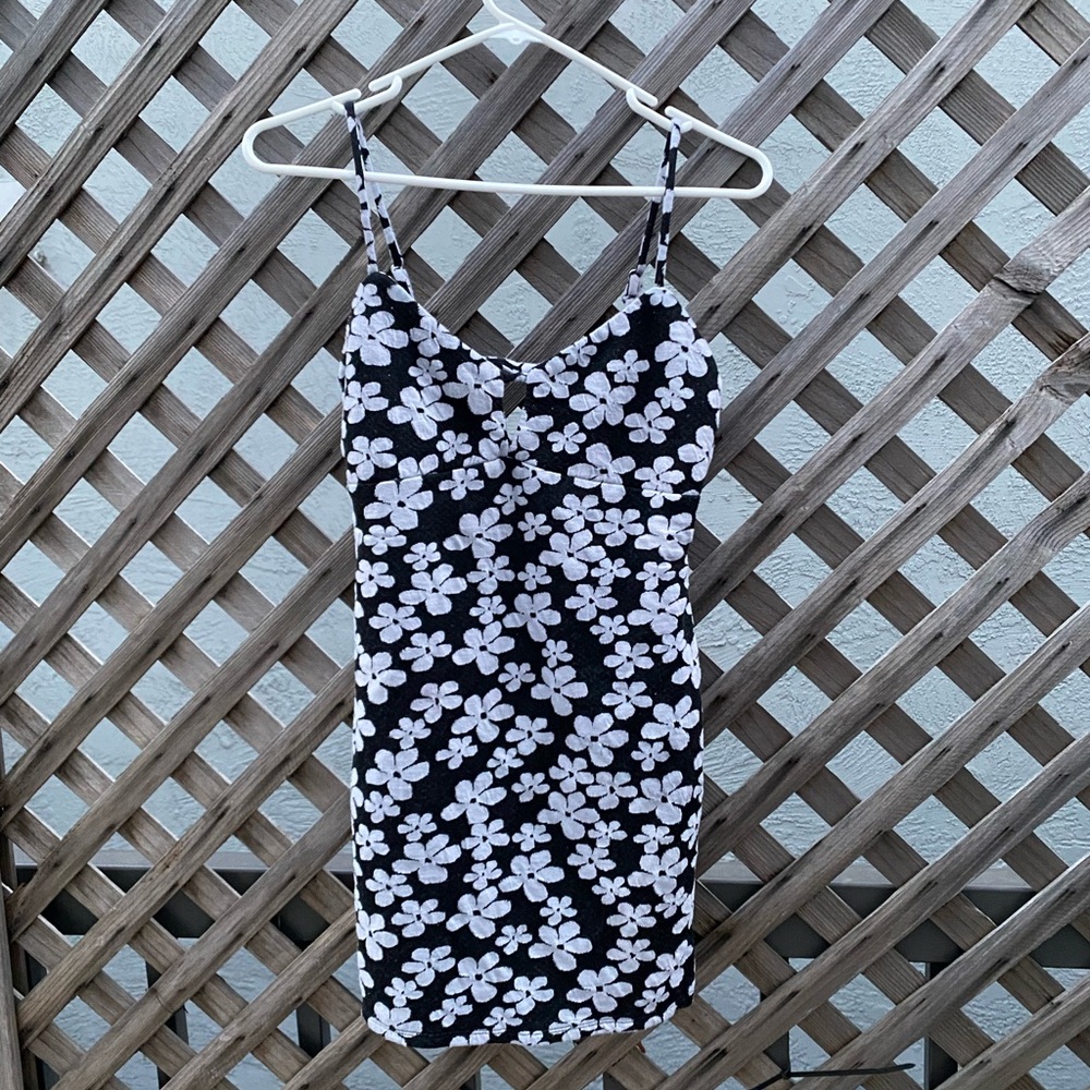 Black and White Flower Mini Dress
